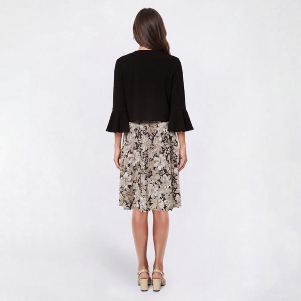 Womens Perceptions 3/4 Sleeve Texture Floral Shift Jacket Dress