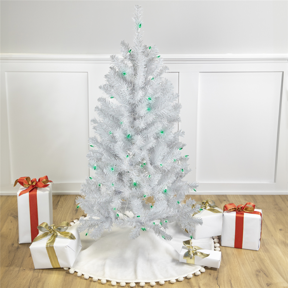 Northlight 4ft. Green Pre-Lit White Artificial Christmas Tree