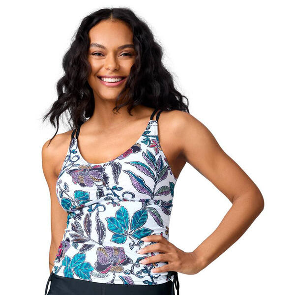 Womens Free Country Sunlit Floral Shirred Tankini Swim Top - image 