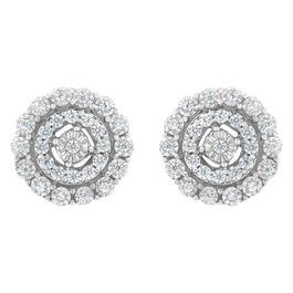 Diamond Classics&#40;tm&#41; Sterling Silver Double Halo Stud Earrings