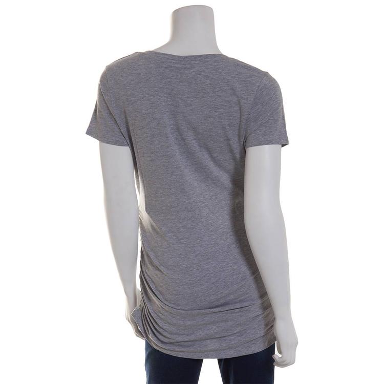 Womens Times Two Short Sleeve Side Ruched V-Neck Maternity Top