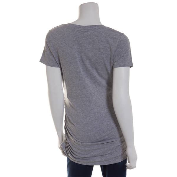 Womens Times Two Short Sleeve Side Ruched V-Neck Maternity Top