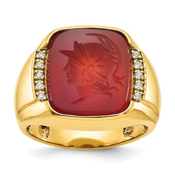 Mens Gentlemens Classics(tm) 14kt. Gold Carnelian Diamond Ring - image 