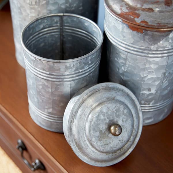 9th & Pike&#174; Silver Galvanized Metal Storage Jars - Set of 3