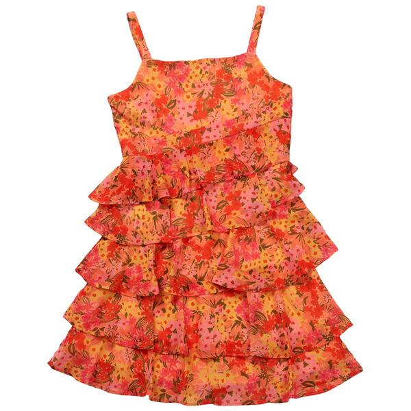 Girls &#40;7-16&#41; Rare Editions Floral Chiffon Ruffle Dress w/ Straps - image 