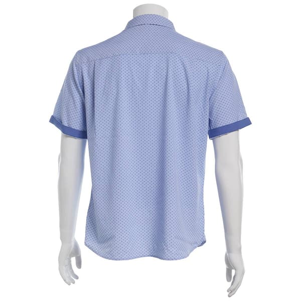 Mens Campia Short Sleeve Poly Spandex Button Down Shirt - Blue
