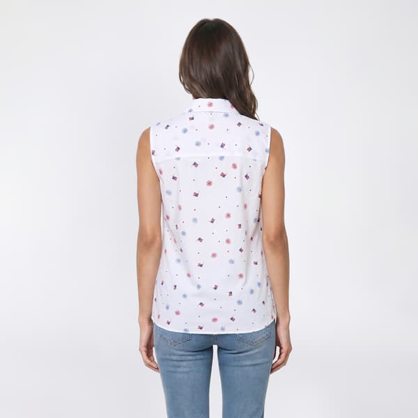 Petite Emily Daniels Firework & Flag Zip Front Blouse
