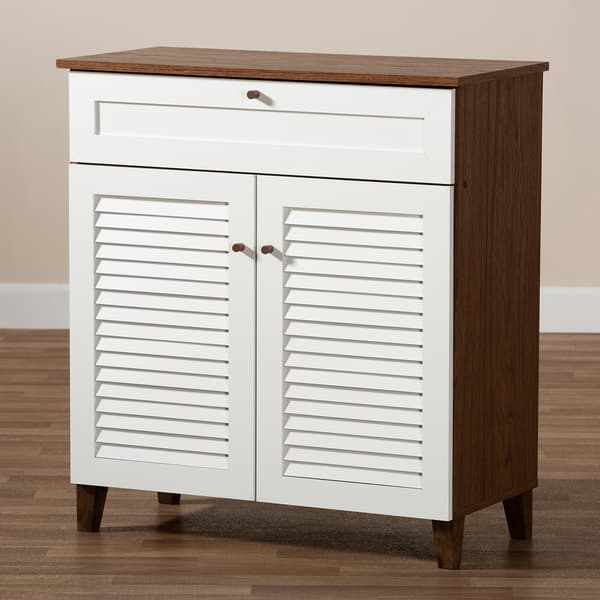 Baxton Studio Coolidge 4 Shelf Shoe Storage Cabinet with Drawer