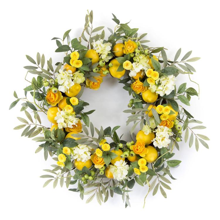Melrose 28in. Lemon Floral Wreath