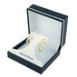 Gold Over Fine Silver Plated Diamond Cut Hoop Earrings - image 2