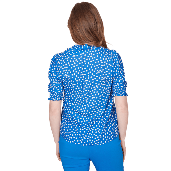 Womens Emaline Sapphire Serenade I Elbow Sleeve Dot Blouse