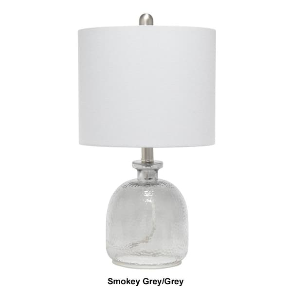 Lalia Home Smokey Grey Hammered Glass Jar/Linen Shade Table Lamp