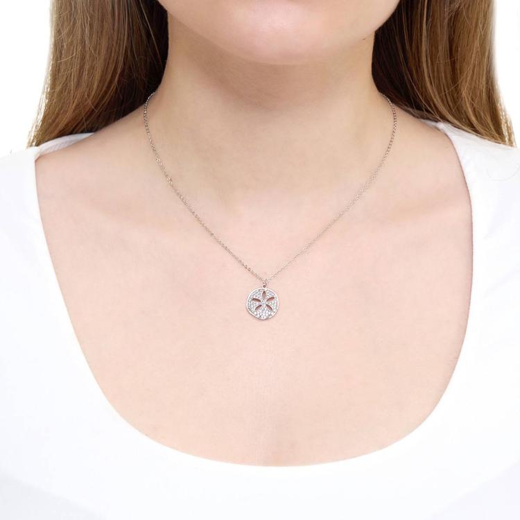Athra Silver Plated Sand Dollar Pendant Necklace