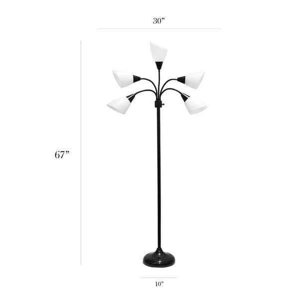 Simple Designs Multi Head Five Light Medusa Gooseneck Floor Lamp
