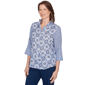 Petite Alfred Dunner Mykonos Geometric Button Front Blouse - image 3