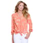 Petite Multiples Cuff Sleeve Band Neck Button Front Emrboidered - image 1