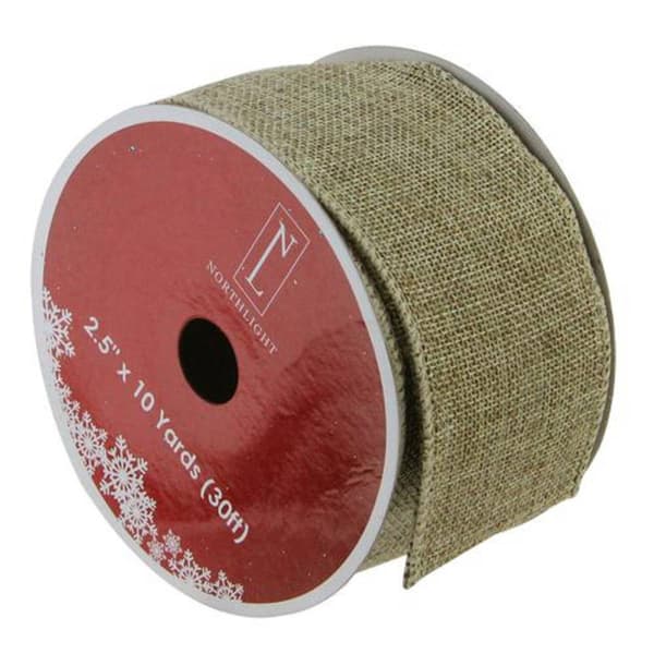 Northlight Seasonal Faded Burlap Christmas Wired Craft Ribbon - image 