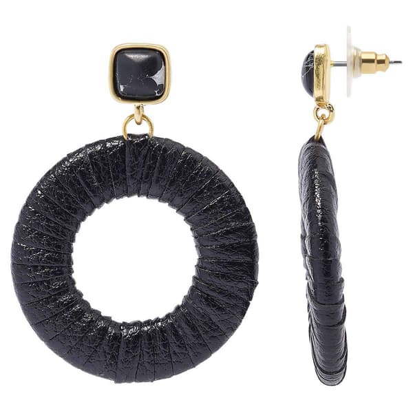 Ashley Cooper(tm) Gold-Tone & Faux Leather Wrapped Ring Earrings - image 