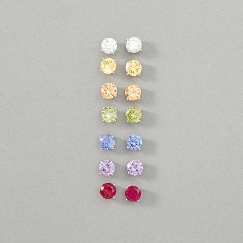 Sterling Silver & Multi-Color Cubic Zirconia Stud Earrings