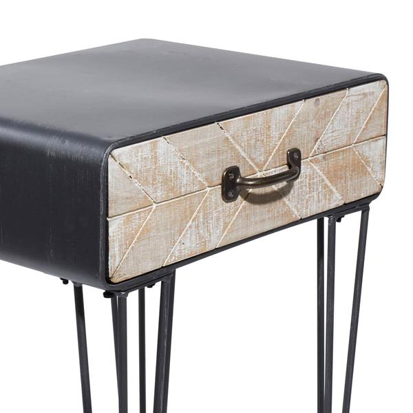9th & Pike® Black Metal and Wood Modern Accent Table