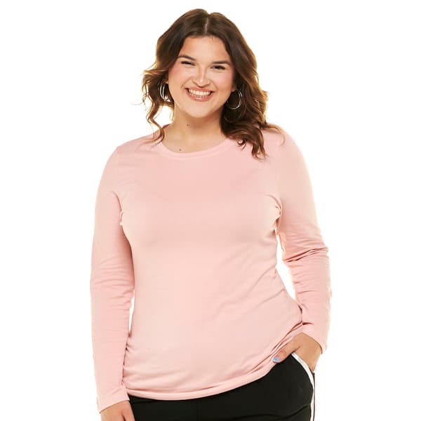 Juniors Plus Aveto Essential Long Sleeve Crew Neck Tee - image 