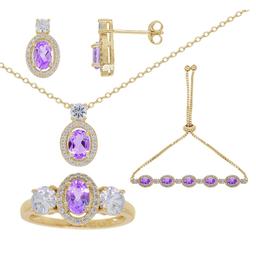 Gianni Argento 4pc. Amethyst Oval Halo Set