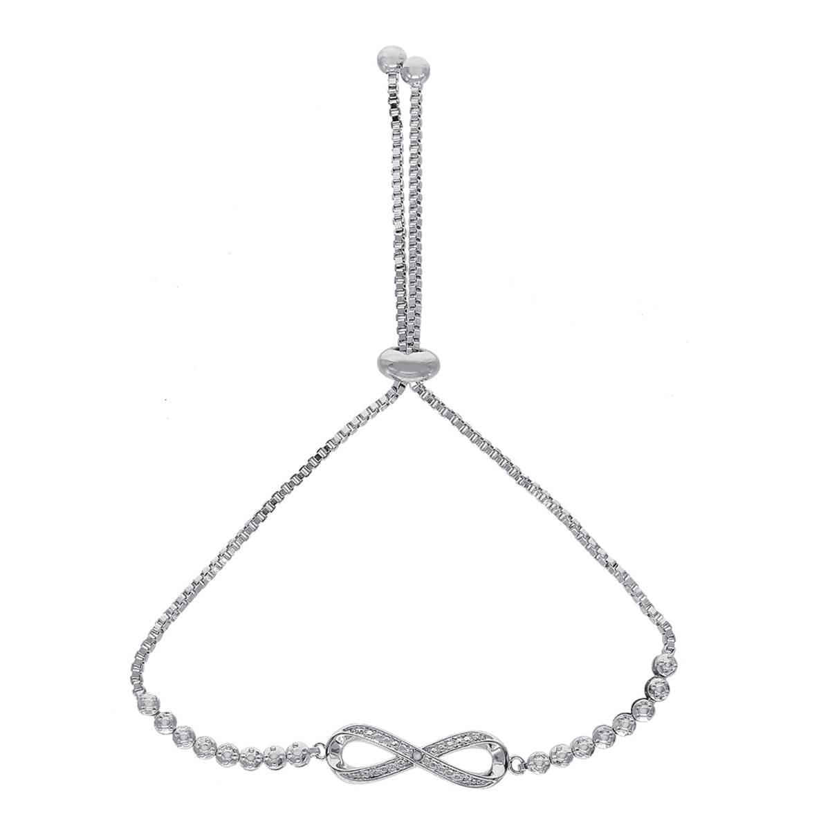 Gianni Argento Silver Plated Diamond Infinity Adjustable...