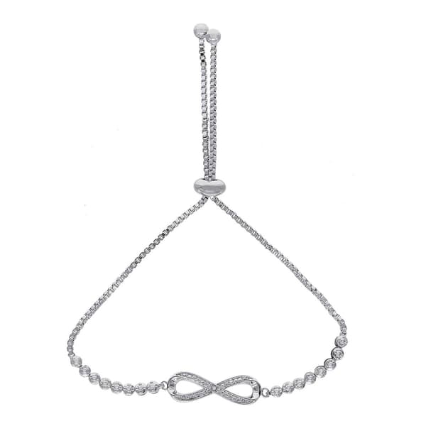 Accents Silver Plated Diamond Accent Infinity Adjustable Bracelet - image 