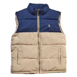 Mens U.S. Polo Assn.(R) Color Block Puffer Vest - Thompson Khaki