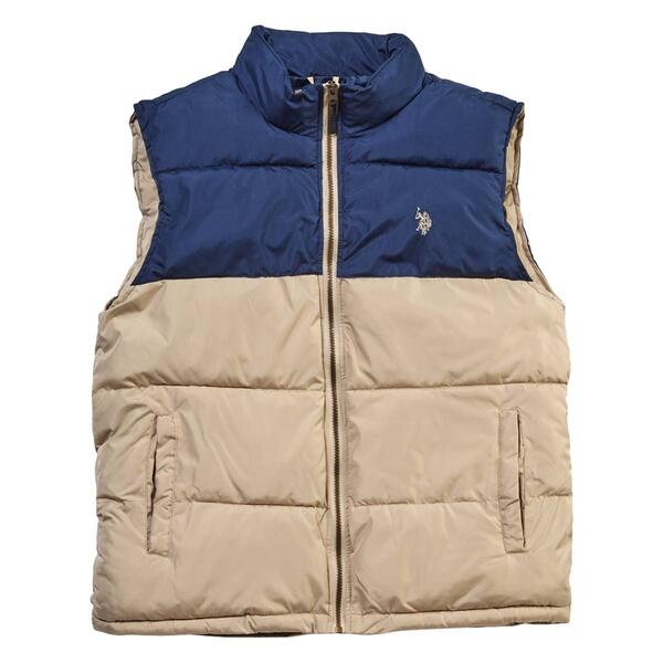 Mens U.S. Polo Assn.(R) Color Block Puffer Vest - Thompson Khaki - image 