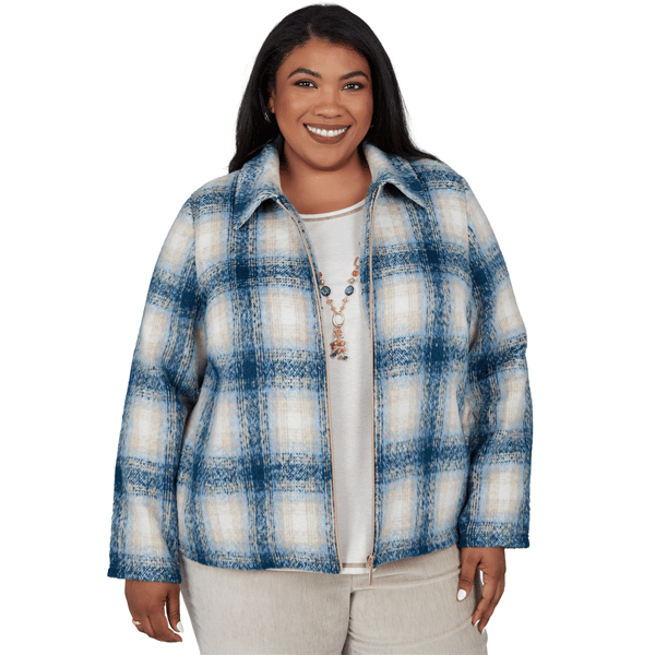 Plus Size Alfred Dunner Sunset Ridge Plaid Zip Front Jacket