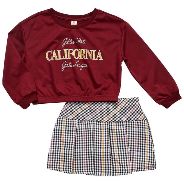 Girls (4-6x) Sweet Butterfly(R) California Top & Plaid Skort Set - image 