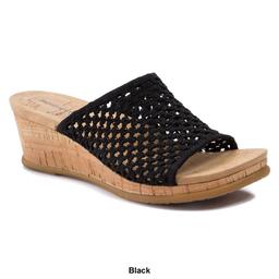 Womens BareTraps® Flossey Wedge Slide Sandals