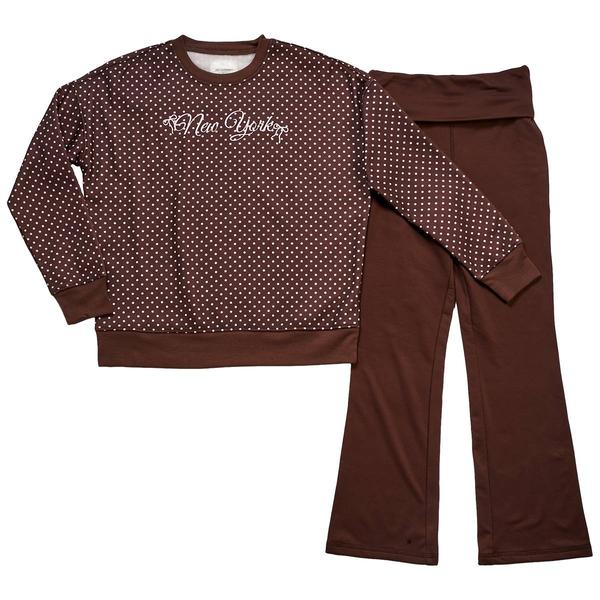 Girls (7-16) No Comment NY Dot Crew w/ Foldover Flared Leggings