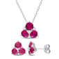 Gemstone Classics(tm) 3.375kt. Created Ruby 3-Stone Pendant Set - image 1