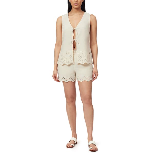 Juniors Wallflower Caprice Linen Tie Vest Eyelet Hem Top