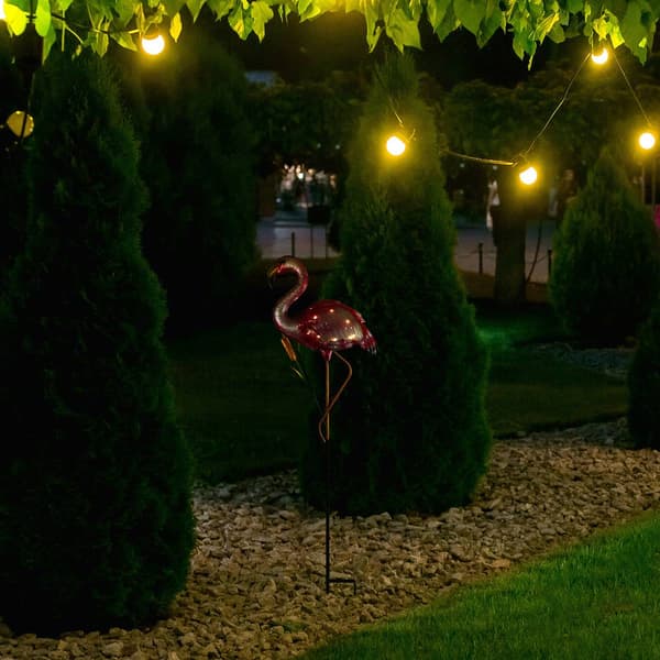 Northlight Seasonal Solar Pink Flamingo Garden Stake