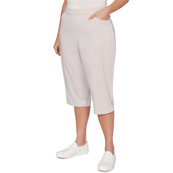 Plus Size Alfred Dunner Classics_S6 Stretch Stripe Clamdigger Ca
