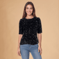Womens Nanette Lepore Elbow Sleeve Solid Velvet Sequin Blouse - image 1