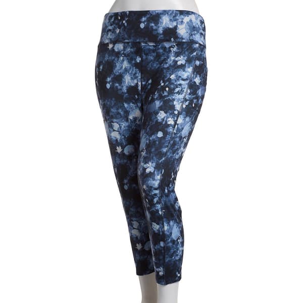 Plus Size Starting Point&#40;R&#41; Transparent Leaf Yummy Capris - Navy