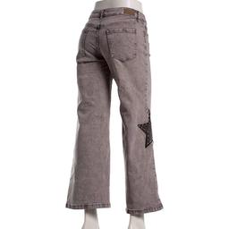 Juniors No Comment Star Studded Mid Rise Wide Leg Jeans