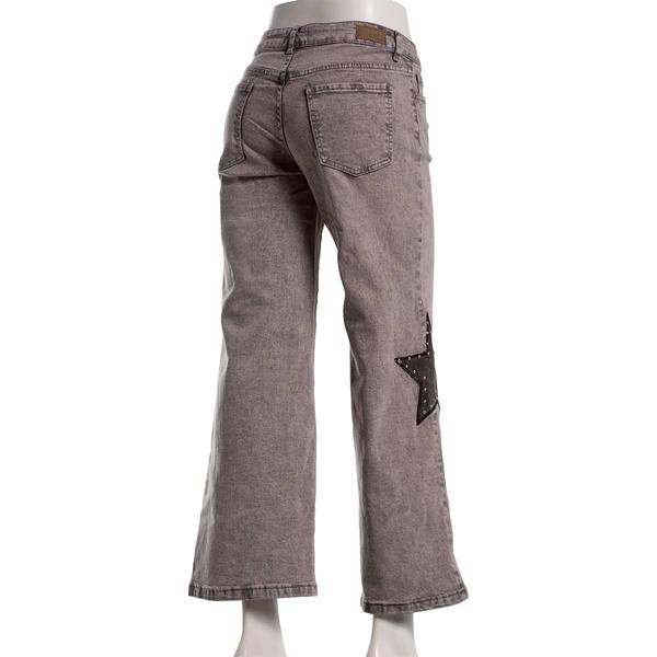 Juniors No Comment Star Studded Mid Rise Wide Leg Jeans