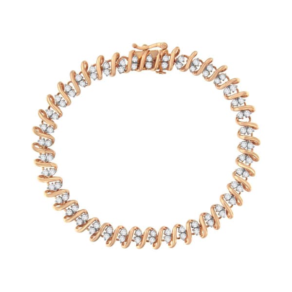 Haus of Brilliance Rose Gold over Silver S Link Tennis Bracelet