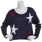 Juniors No Comment Long Sleeve Acrylic Americana Star Sweater - image 1