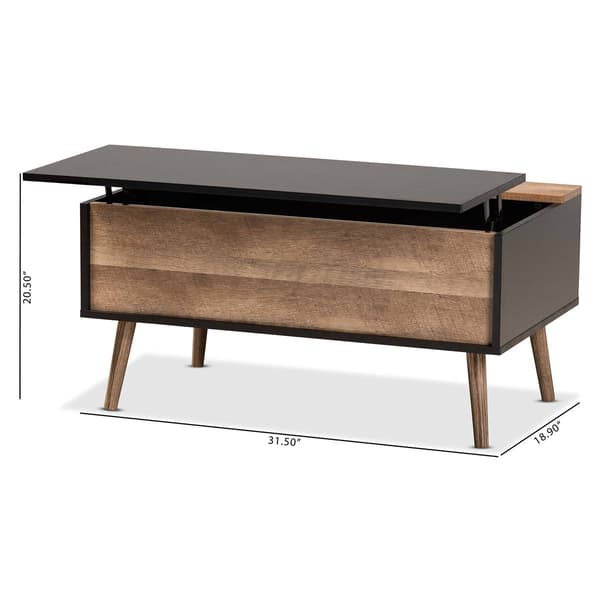 Baxton Studio Jensen Black/Rustic Brown Finish Wood Coffee Table