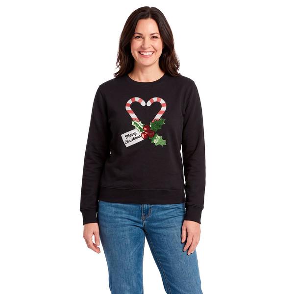Womens Bare Your Soul by Sweet Soul Candy Cane Heart Sweatshirt