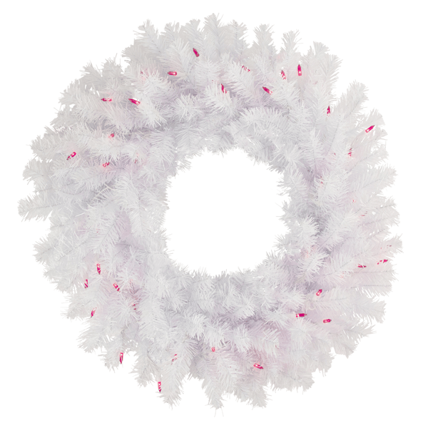 Northlight 24in. Pre-Lit Geneva Spruce White Christmas Wreath - image 