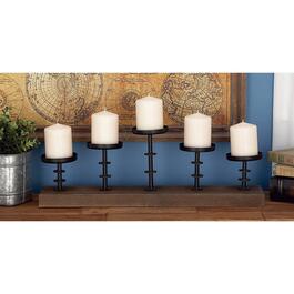 9th & Pike&#174; Brown Mango Wood Industrial 5 Candle Holder