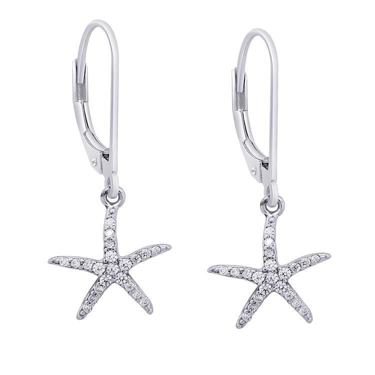 Sterling Silver Starfish Lever Back Earrings