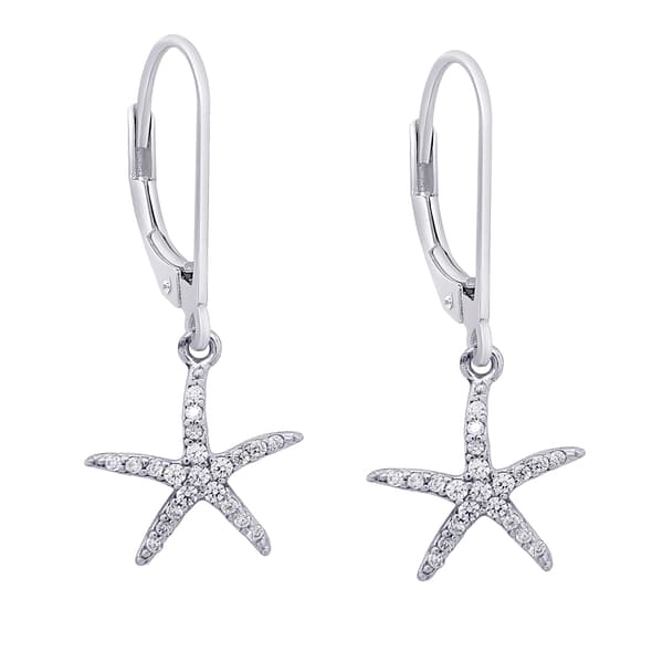 Sterling Silver Starfish Lever Back Earrings - image 